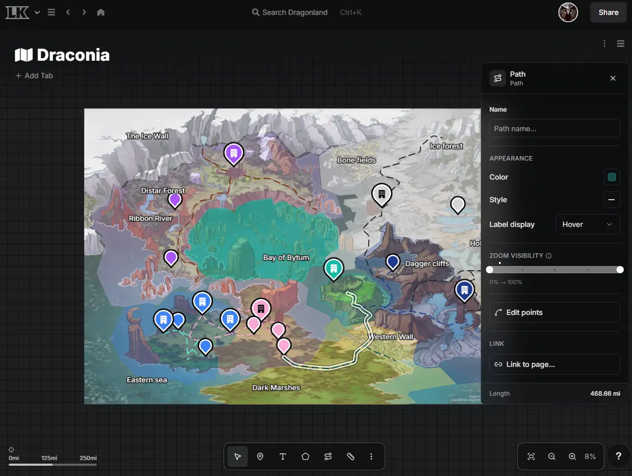LegendKeeper's map