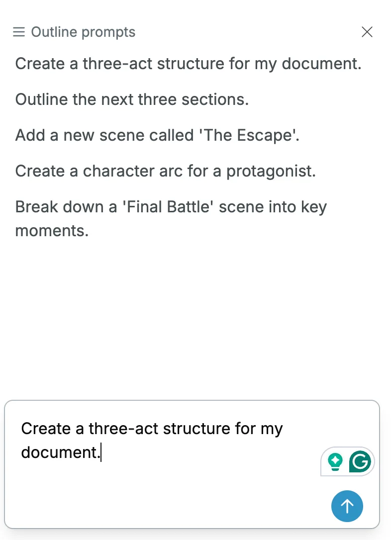Outline prompts in Squibler
