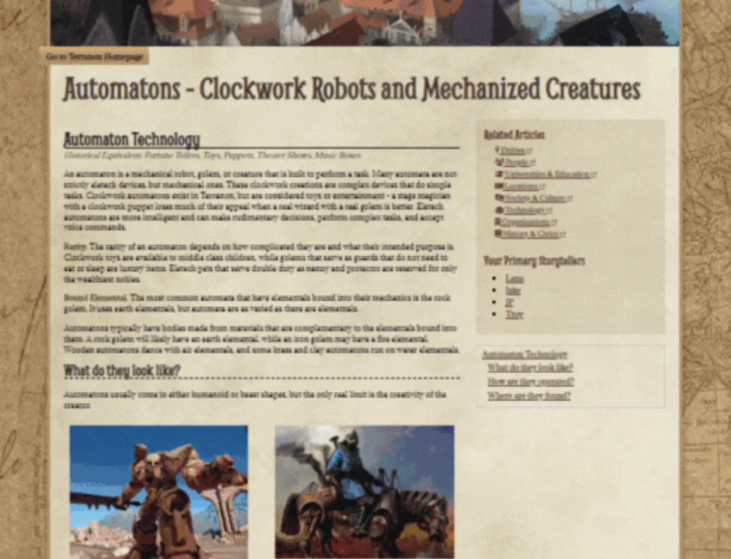 A published World Anvil article